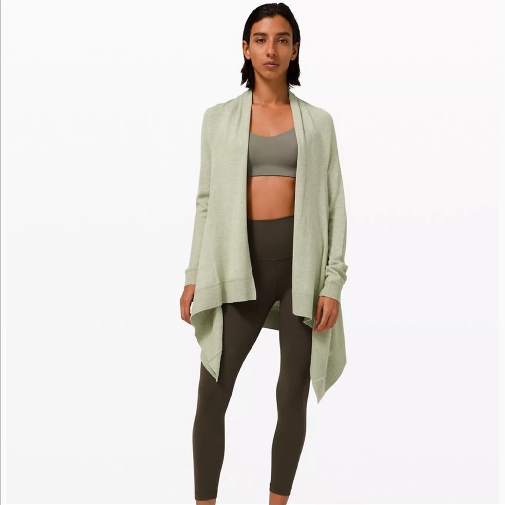 Lululemon Cashlu Knit Wrap Cardigan Heathered Rosemary Green